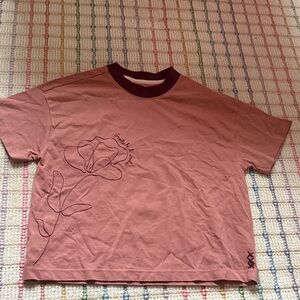 Scotch & soda Embroidered Rose Graphic Tee in Dusty Rose